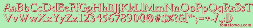 GouditashadowRegular-Schriftart – Rote Schriften auf grünem Hintergrund