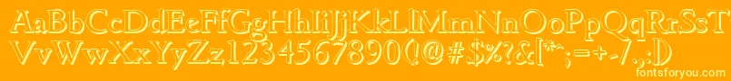 GouditashadowRegular-Schriftart – Gelbe Schriften auf orangefarbenem Hintergrund