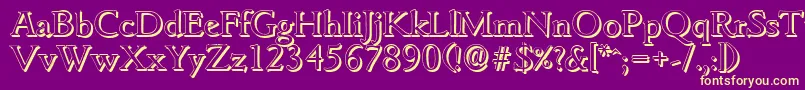 GouditashadowRegular-Schriftart – Gelbe Schriften auf violettem Hintergrund