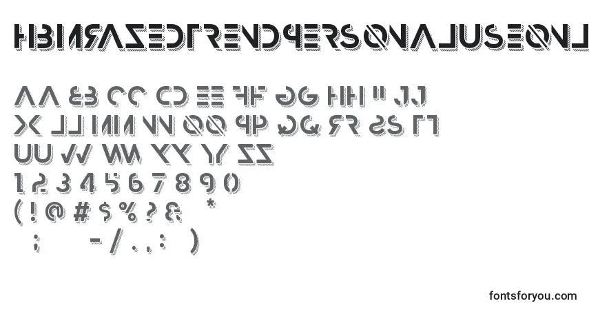 Czcionka HbmRazedTrendPersonalUseOnly – alfabet, cyfry, specjalne znaki