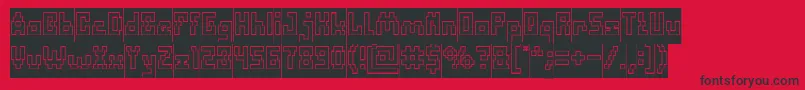 Fonte DefragmentedHollowInverse – fontes pretas em um fundo vermelho