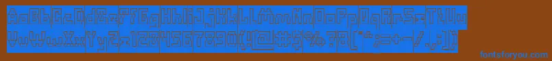 Czcionka DefragmentedHollowInverse – niebieskie czcionki na brązowym tle