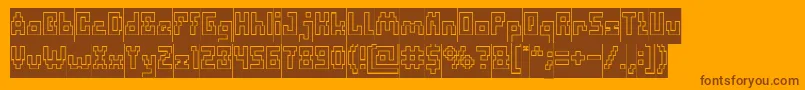 DefragmentedHollowInverse Font – Brown Fonts on Orange Background