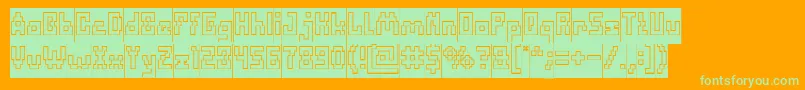 Шрифт DefragmentedHollowInverse – зелёные шрифты на оранжевом фоне