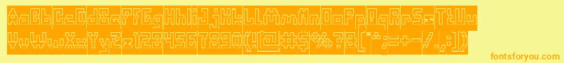 Подробнее о шрифте DefragmentedHollowInverse Шрифт DefragmentedHollowInverse – оранжевые шрифты на жёлтом фоне