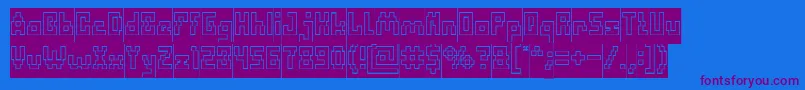 フォントDefragmentedHollowInverse – 紫色のフォント、青い背景