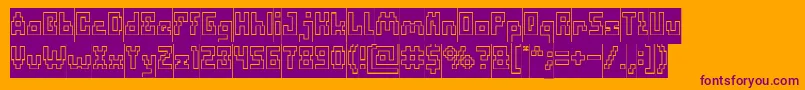 DefragmentedHollowInverse-Schriftart – Violette Schriften auf orangefarbenem Hintergrund