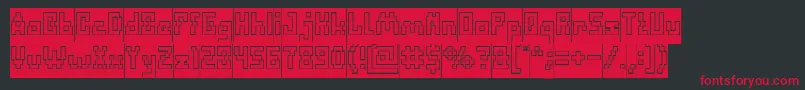 Fonte DefragmentedHollowInverse – fontes vermelhas em um fundo preto