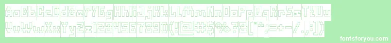 Fonte DefragmentedHollowInverse – fontes brancas em um fundo verde