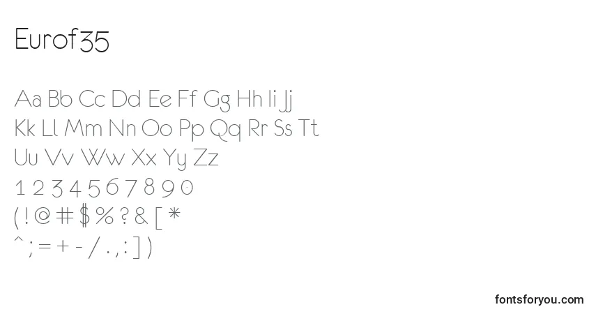A fonte Eurof35 – alfabeto, números, caracteres especiais