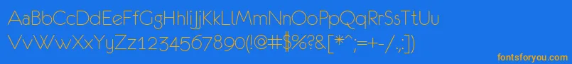 フォントEurof35 – オレンジ色の文字が青い背景にあります。