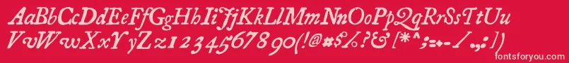 Essays1743Italic Font – Pink Fonts on Red Background