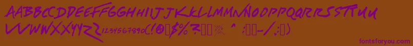 Americanauthors-fontti – violetit fontit ruskealla taustalla