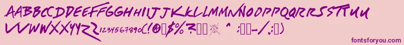 Americanauthors-fontti – violetit fontit vaaleanpunaisella taustalla