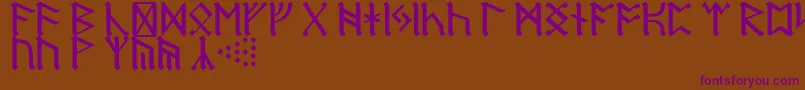 DwarfRunes-Schriftart – Violette Schriften auf braunem Hintergrund