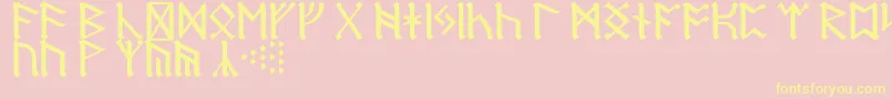 DwarfRunes-Schriftart – Gelbe Schriften auf rosa Hintergrund