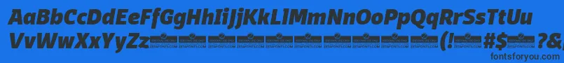 DomotikaHeavyItalicTrial Font – Black Fonts on Blue Background