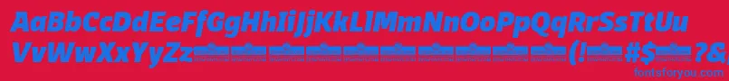 DomotikaHeavyItalicTrial Font – Blue Fonts on Red Background
