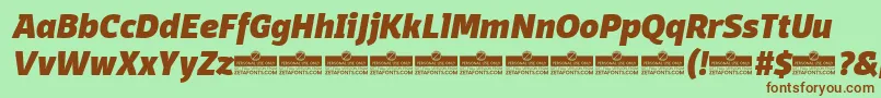 DomotikaHeavyItalicTrial Font – Brown Fonts on Green Background