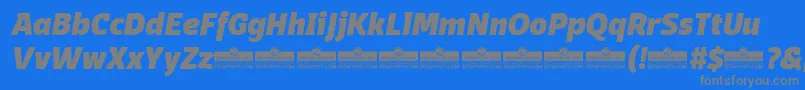 フォントDomotikaHeavyItalicTrial – 青い背景に灰色の文字