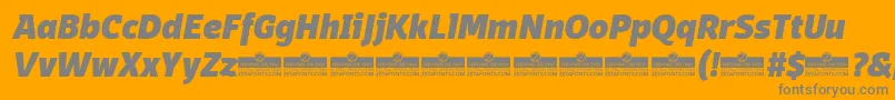 Weitere Informationen zur DomotikaHeavyItalicTrial-Schriftart DomotikaHeavyItalicTrial-Schriftart – Graue Schriften auf orangefarbenem Hintergrund