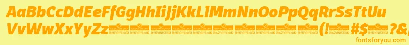 DomotikaHeavyItalicTrial Font – Orange Fonts on Yellow Background