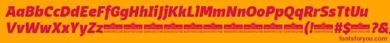 DomotikaHeavyItalicTrial Font – Red Fonts on Orange Background