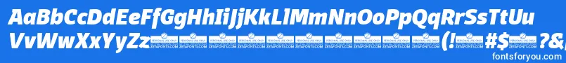 Fonte DomotikaHeavyItalicTrial – fontes brancas em um fundo azul