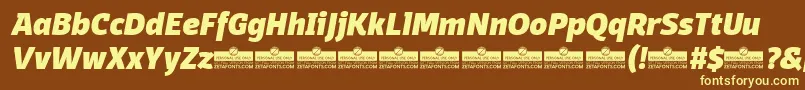 DomotikaHeavyItalicTrial Font – Yellow Fonts on Brown Background