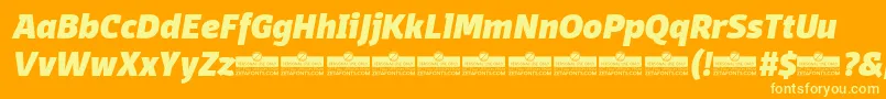 DomotikaHeavyItalicTrial Font – Yellow Fonts on Orange Background