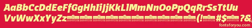 DomotikaHeavyItalicTrial Font – Yellow Fonts on Red Background