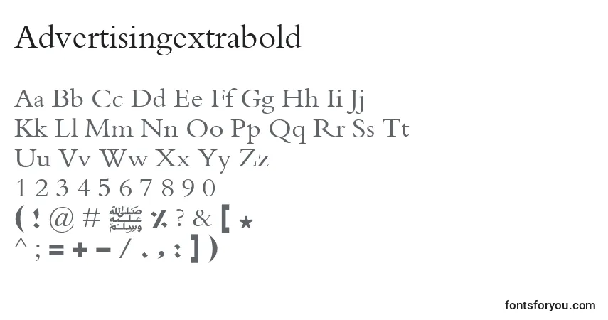Шрифт Advertisingextrabold – алфавит, цифры, специальные символы