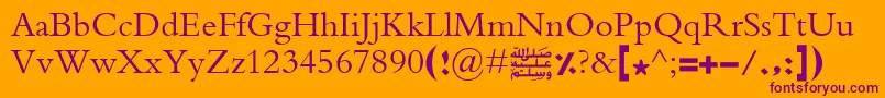 Advertisingextrabold-Schriftart – Violette Schriften auf orangefarbenem Hintergrund