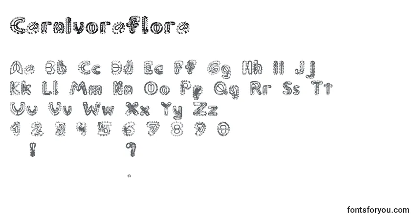 A fonte Carnivoraflora – alfabeto, números, caracteres especiais
