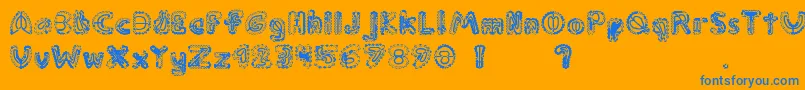 Carnivoraflora-Schriftart – Blaue Schriften auf orangefarbenem Hintergrund