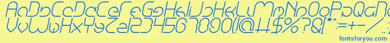 Fonte EmmiliaItalic – fontes azuis em um fundo amarelo