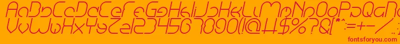 EmmiliaItalic-Schriftart – Rote Schriften auf orangefarbenem Hintergrund