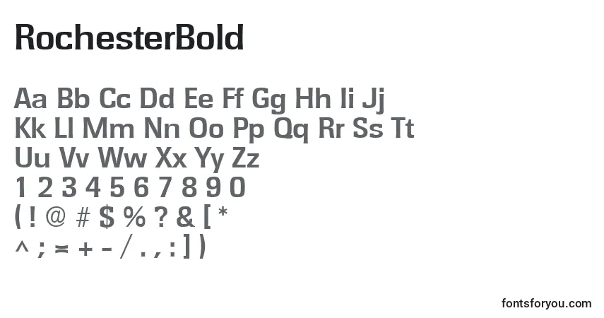 Fuente RochesterBold - alfabeto, números, caracteres especiales