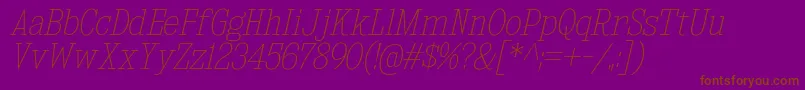 KingsbridgeScUlIt-Schriftart – Braune Schriften auf violettem Hintergrund