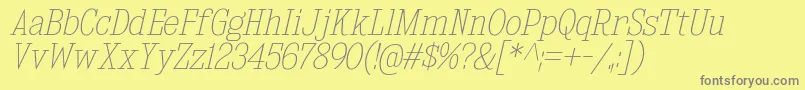 KingsbridgeScUlIt-fontti – harmaat kirjasimet keltaisella taustalla
