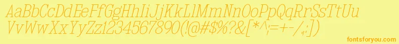 フォントKingsbridgeScUlIt – オレンジの文字が黄色の背景にあります。
