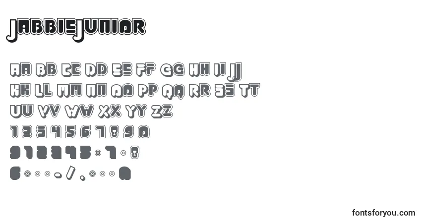 A fonte JabbieJunior – alfabeto, números, caracteres especiais