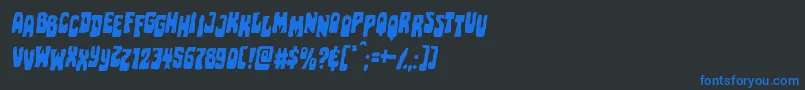 Pocketmonsterstagital-Schriftart – Blaue Schriften auf schwarzem Hintergrund