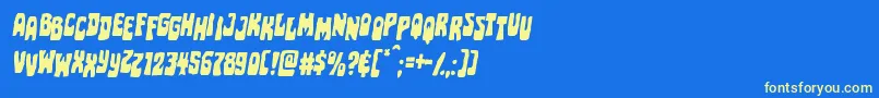 Pocketmonsterstagital Font – Yellow Fonts on Blue Background