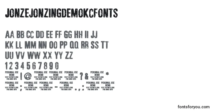 Schriftart JonzejonzingdemoKcfonts – Alphabet, Zahlen, spezielle Symbole