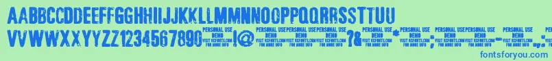 Шрифт JonzejonzingdemoKcfonts – синие шрифты на зелёном фоне