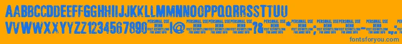 JonzejonzingdemoKcfonts Font – Blue Fonts on Orange Background