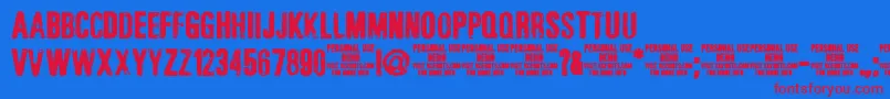 JonzejonzingdemoKcfonts Font – Red Fonts on Blue Background