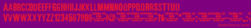 JonzejonzingdemoKcfonts-Schriftart – Rote Schriften auf violettem Hintergrund