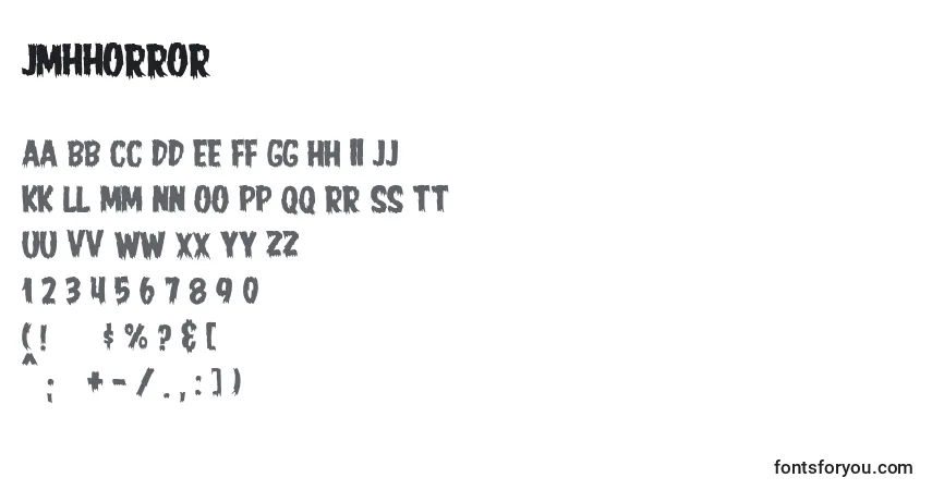 Fuente JmhHorror (41193) - alfabeto, números, caracteres especiales